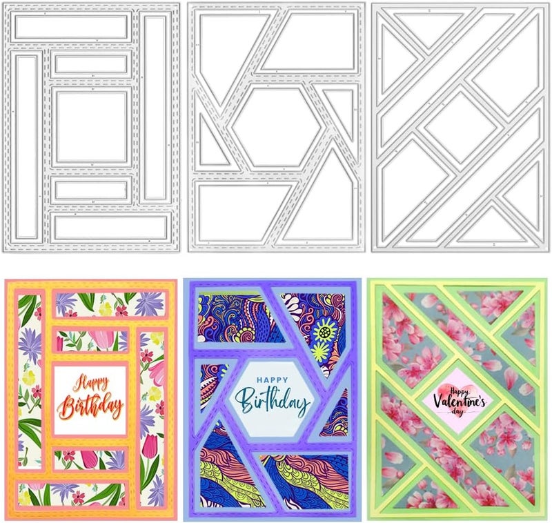 AFUNTA 3 PCS Rectangular Die Cuts for Card Making, Frame Scrapbook Metal Cutting Dies Embossing Tools for Card Making Supplies, Paper Album Decor - Image 1